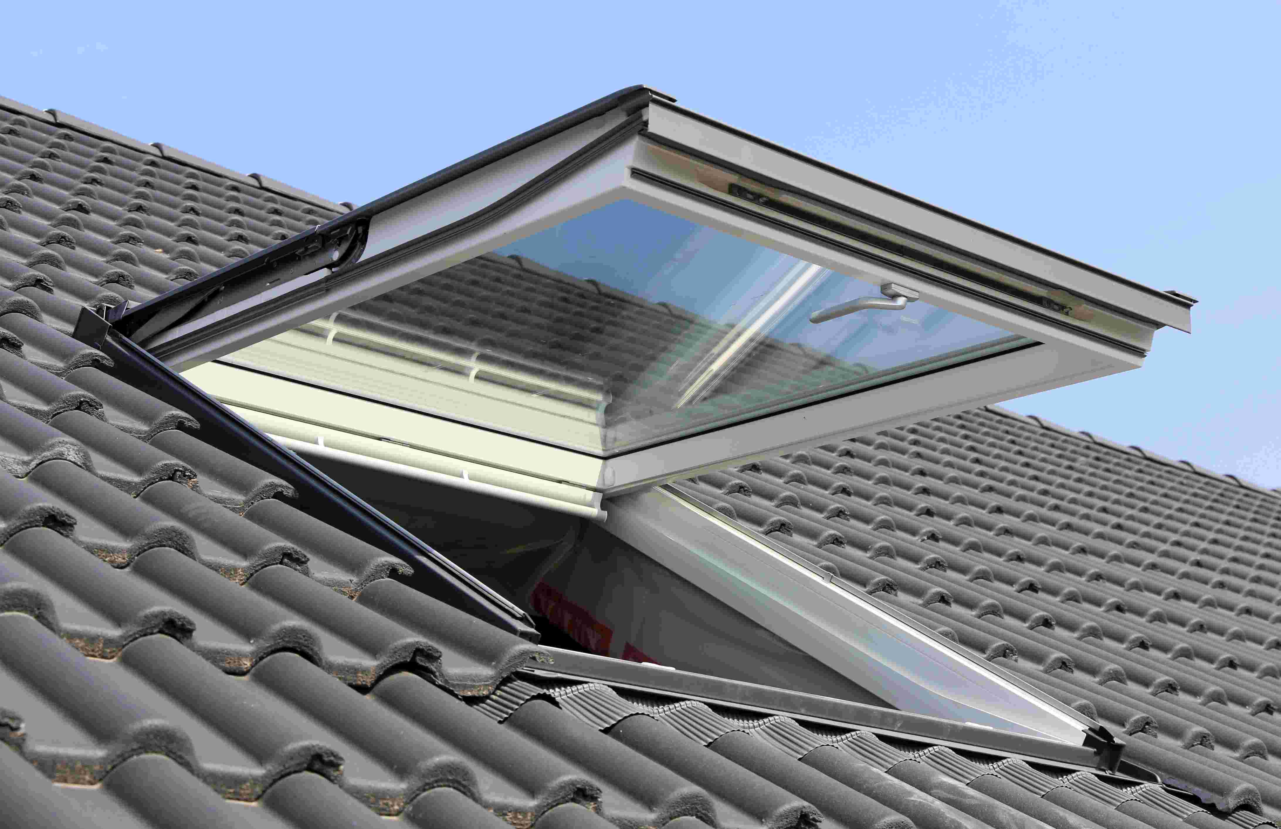 Rooflight open on a pitched roof