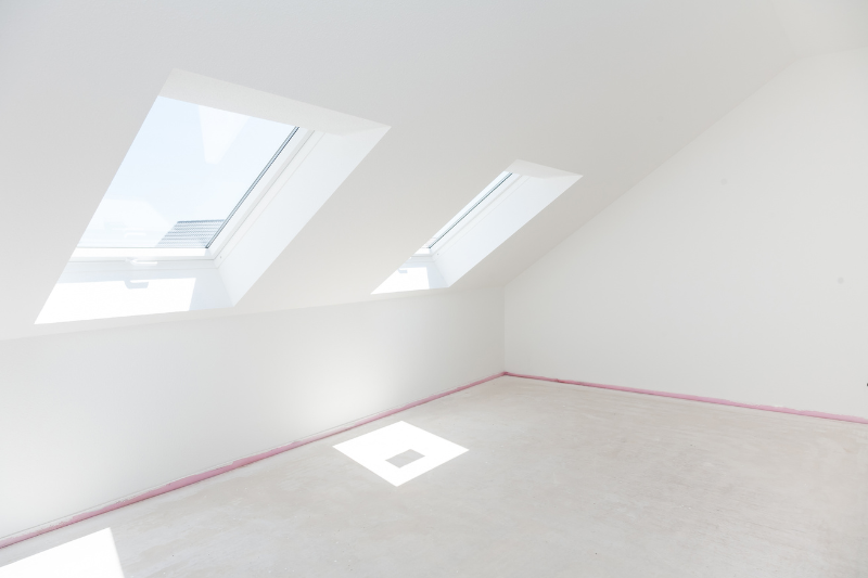 View of a white room in an attic